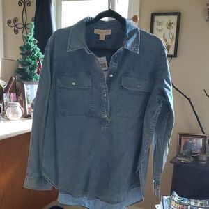NWT Michael Kors Blue Denim Shirt XL